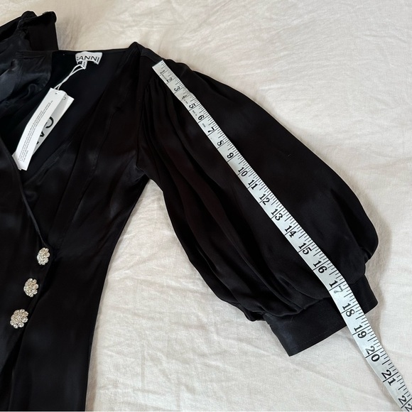 GANNI Heavy Satin Wrap Dress Size US 4 NEW NWT - Picture 15 of 15